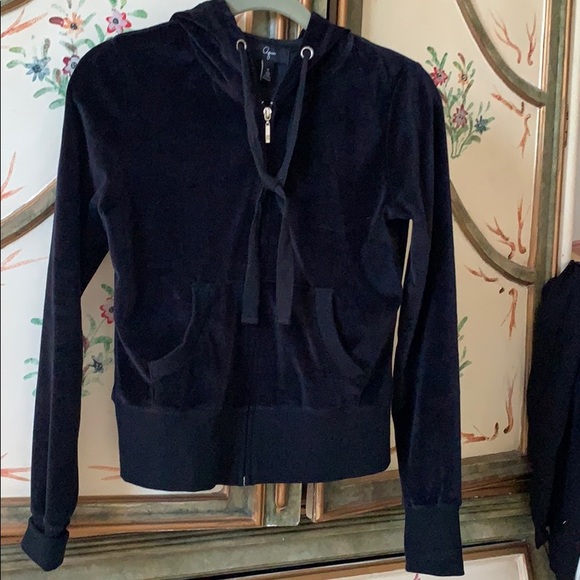 Aqua velvet hoodie with beaded wings/crown motif - Picture 4 of 6